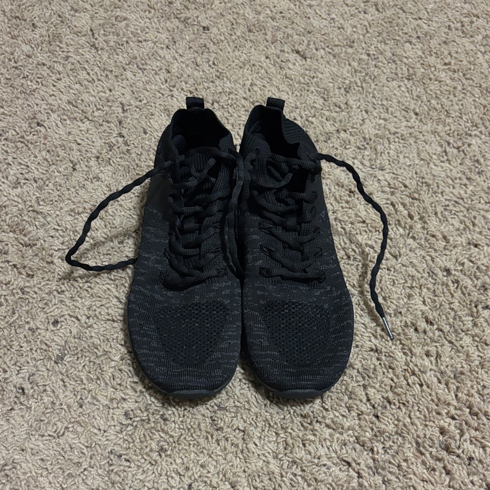 Women's Black Knit Athletic Sneakers - Lightweight Support
